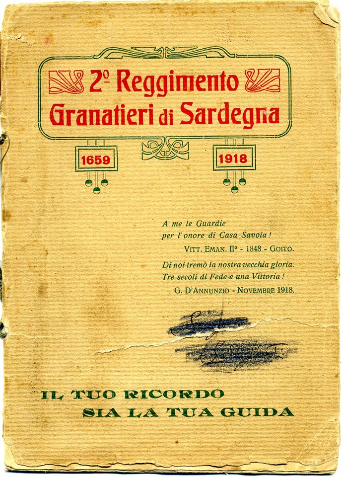 Lettera del Comandante 2° Reggimento Granatieri di Sardegna ai granatieri anno 1919