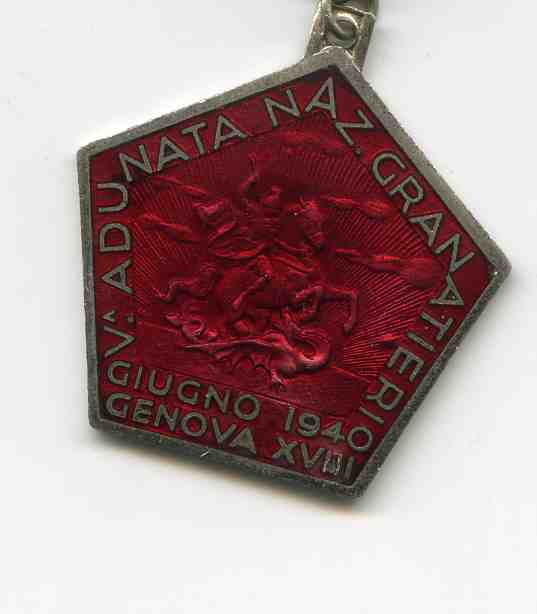 Medaglia (fronte) del quinto raduno dei Granatieri di Sardegna 1-3 giu. 1940 - Genova
