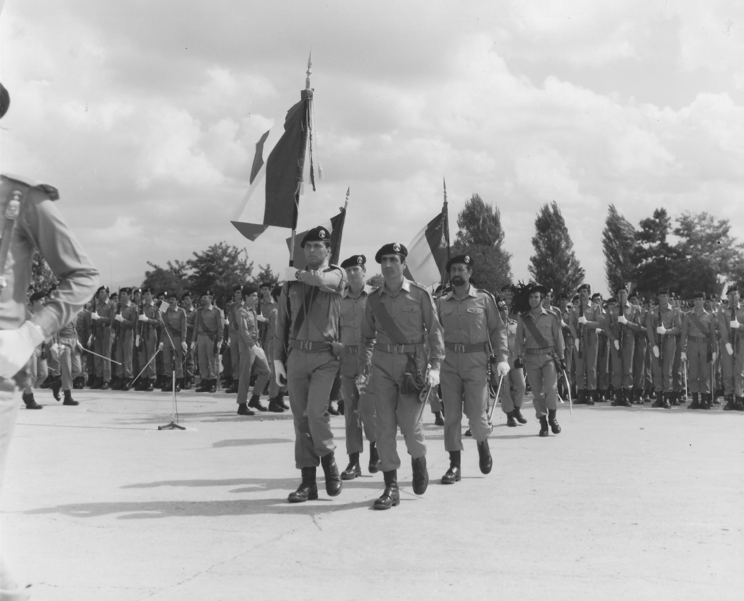  Bandiera di Guerra del 2 ° Reggimento Granatieri di Sardegna lascia lo schieramento. 